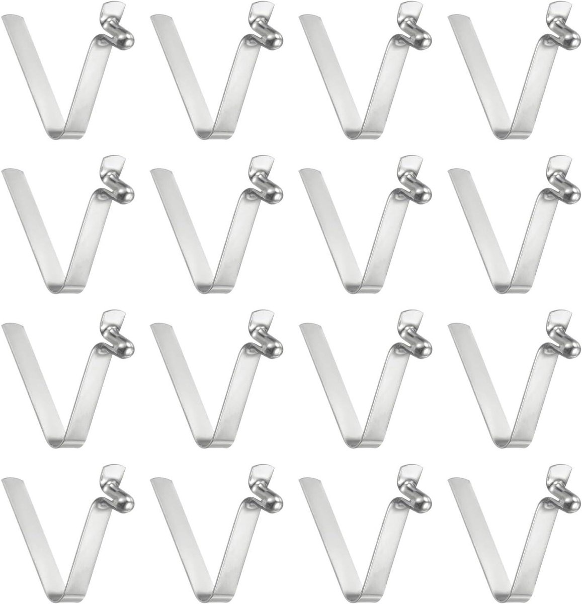 Allecto plus - Telescopische Vergrendelingsclip voor Tent, Parasol en Camping - 16 Stuks Snapveerclips - 3 x 5 x 20 mm - Verenstaal - V-vormige Holle Lift