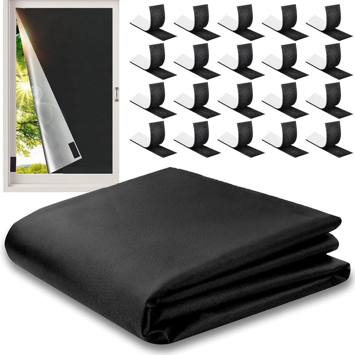 Allecto plus - Verduisterend rolgordijn 300 x 150 cm - Zelfklevend met klittenband - Voor dakramen, ramen en deur