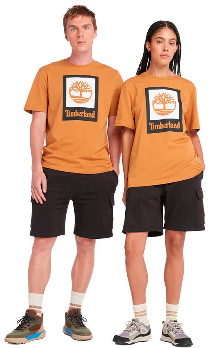 Timberland Stack Logo Colored T-shirt Met Korte Mouwen Oranje S Man