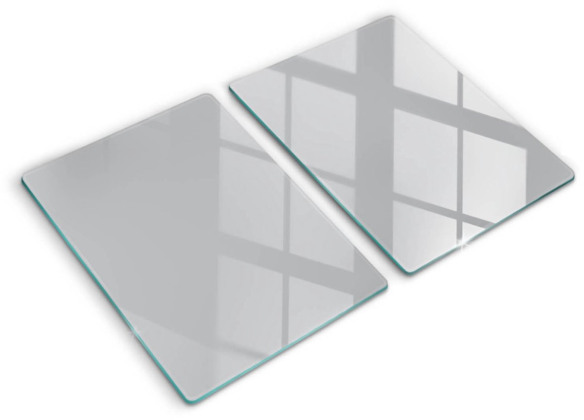 Wallfluent Glazen Snijplanken - Grijs Snijplanken Glas - 2 stucks 40 cm x 52 cm - Grijs Snijplanken van Glas - Keuken Snijplank Glas - Glazen Snijplank Voor Keuken - Antislip Glazen Snijplank