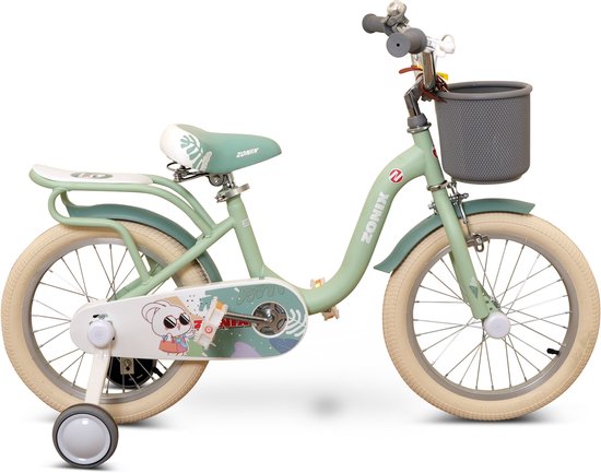 Zonix Meisjesfiets 16 Inch Pastelgroen Kinderfiets Met Zijwieltjes Voor Meisjes Van 4 Tm 6 Jaar Geschikt Voor Kledingmaat 103-118 van Zonix — afbeelding 3