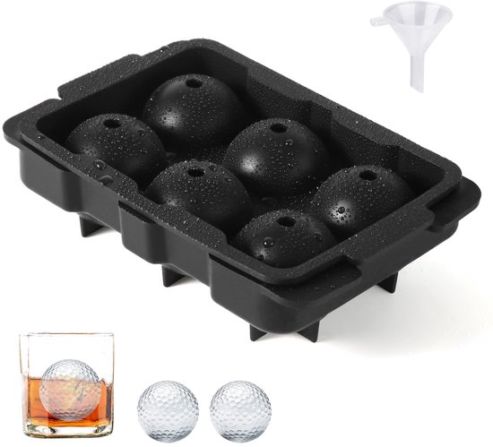Golf Ball Ice Mould, Sphere Ice Cube Maker Silicone Round Ice Ball Maker Can Make 6 Large Ice Balls Golf Gift for Cocktails Coffee Whiskey Lovers