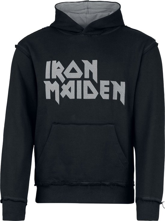 Iron Maiden Logo Heren Trui met capuchon - zwart/grijs - M
