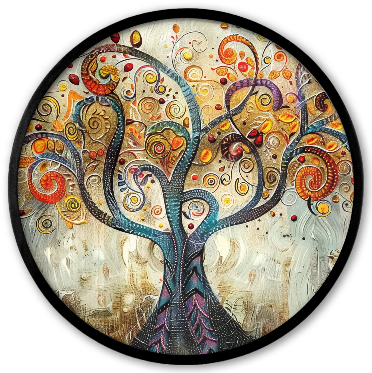 FrameYourWall Poster in lijst Rond - Fotolijst 40x40 cm - Posters - Boom - Kunst - Modern - Natuur - Ronde posterlijst zwart - Decoratie - Wanddecoratie woonkamer - Muurdecoratie slaapkamer