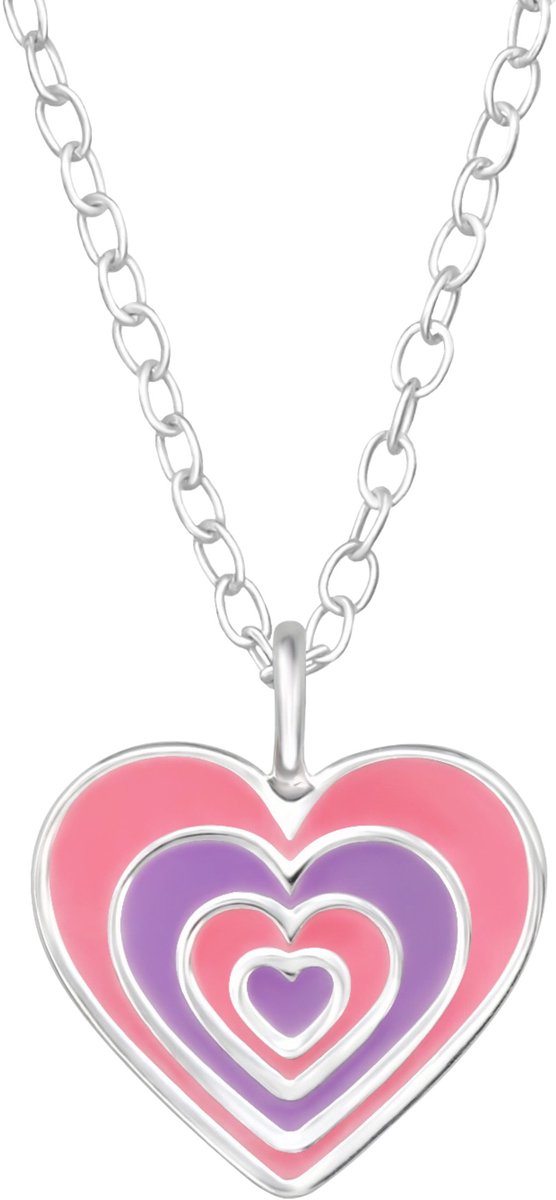 Harten Kinderketting van Sterling Zilver met Epoxy