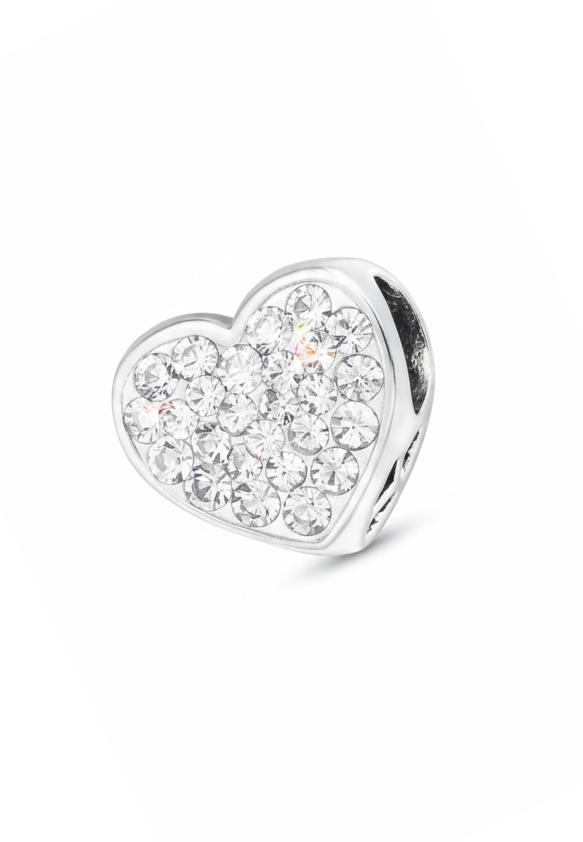 MAXTE 925 Zilveren Hart Bedel met Kristallen – Forever Friends Charm – Geschikt voor Pandora Armbanden – Cadeau voor Vriendin