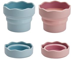 EXCITAT Kinderverfkwastenbeker – 2-pack – Opvouwbare aquarelbeker – Watercontainer – Verfdoos – Verfbeker geschikt voor binnen- en buitenschilderen – Blauw en roze