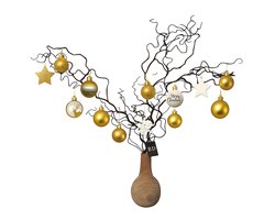 Bellatio Design Kerst decoratie tak - 3 stelen - 87 cm - Kerstversiering kunsttakken