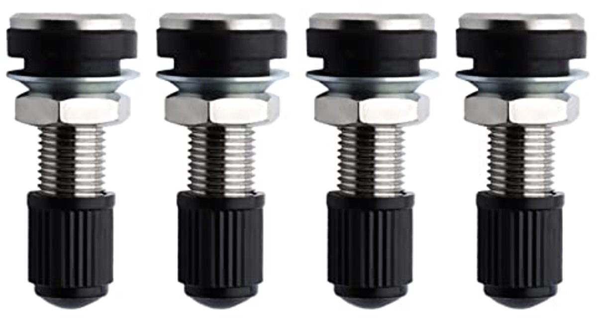 Bandenventielen Set van 4 voor Auto en Motor - Tubeless Metalen Ventielschachten met Stofdoppen