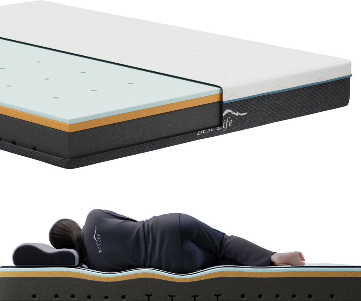 Best Life Matras 180 x 200 Tweepersoons - Traagschuim & Koudschuim Matras - Tencel - 18 CM - 3 Lagen