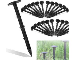 Pegs - Pack of 50 - Extra Strong Ground Anchors - 15.5 cm Long - Plastic Nails - Black - Hooks met 6 Barbs - Root Cloth - Weed Cloth - Ground Cloth - Ground Fleece