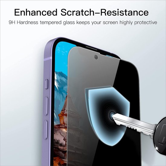 Protecteur d'écran confidentialité Glas - Tempered Glass Screen Protector Anti-Spy Convient pour: iPhone 16e / 14 / 13 / 13 Pro - 2x verre de protection - Anti Spy - ZT Accessoires