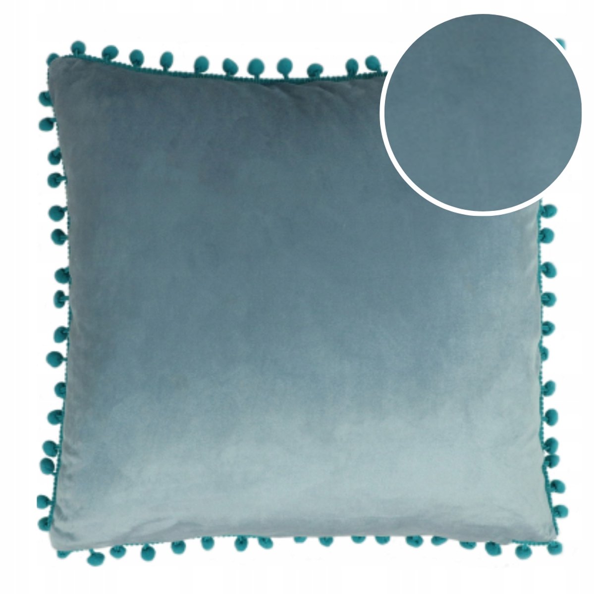 Decoratieve Kussenhoes Boho Blauw 40x40 cm met Pompons | Zacht velours
