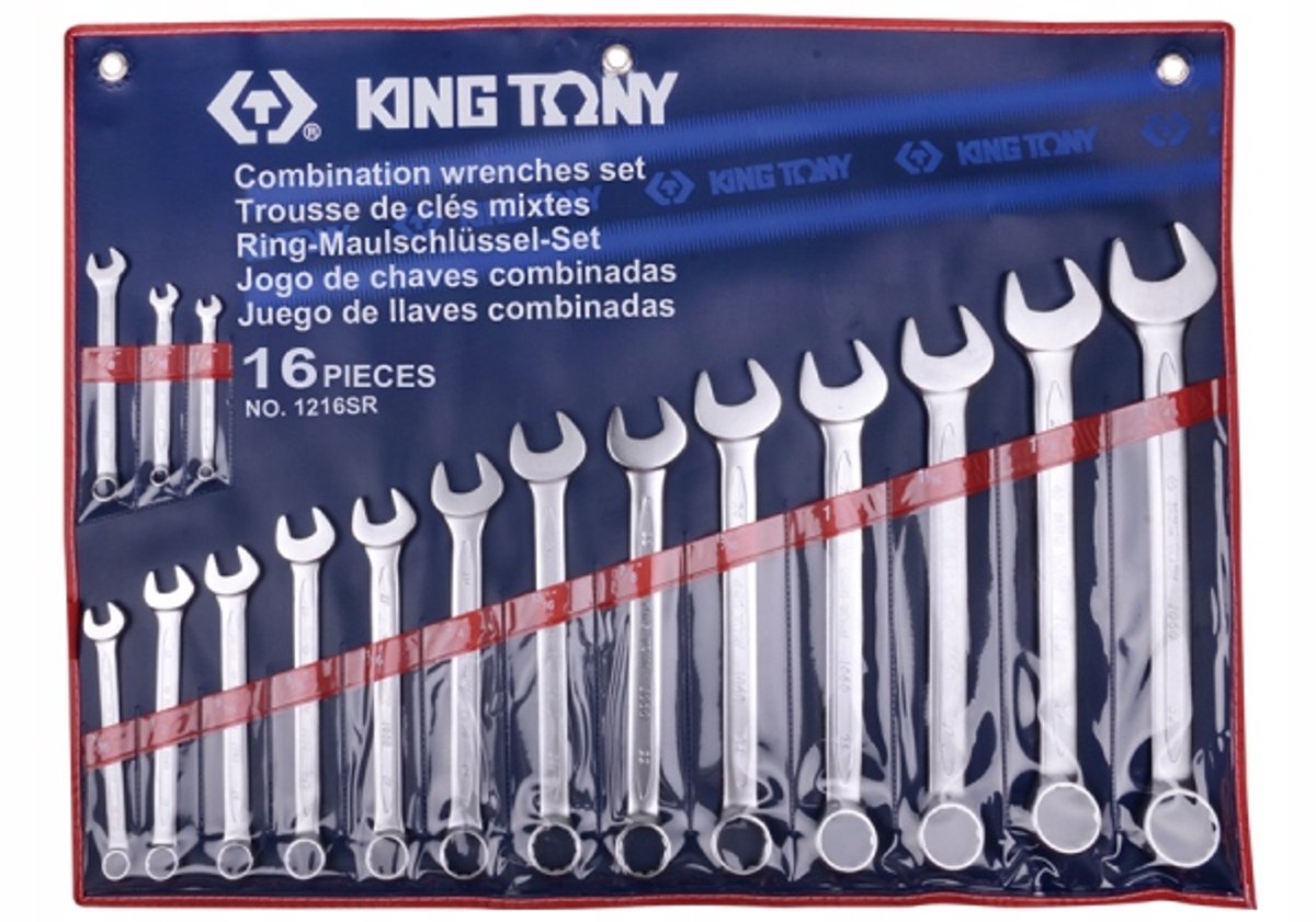 King Tony Ring Steeksleutel Set Inch 1/4"-1-1/4" 16 Delig