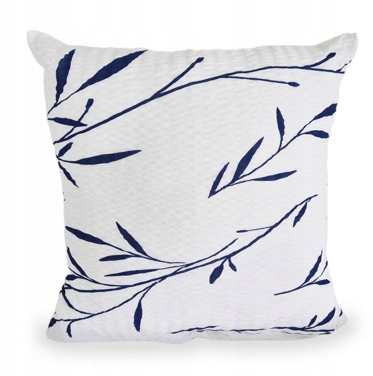 Katoenen Kussensloop 40x40cm - Wit met Blauwe Thee Bladeren