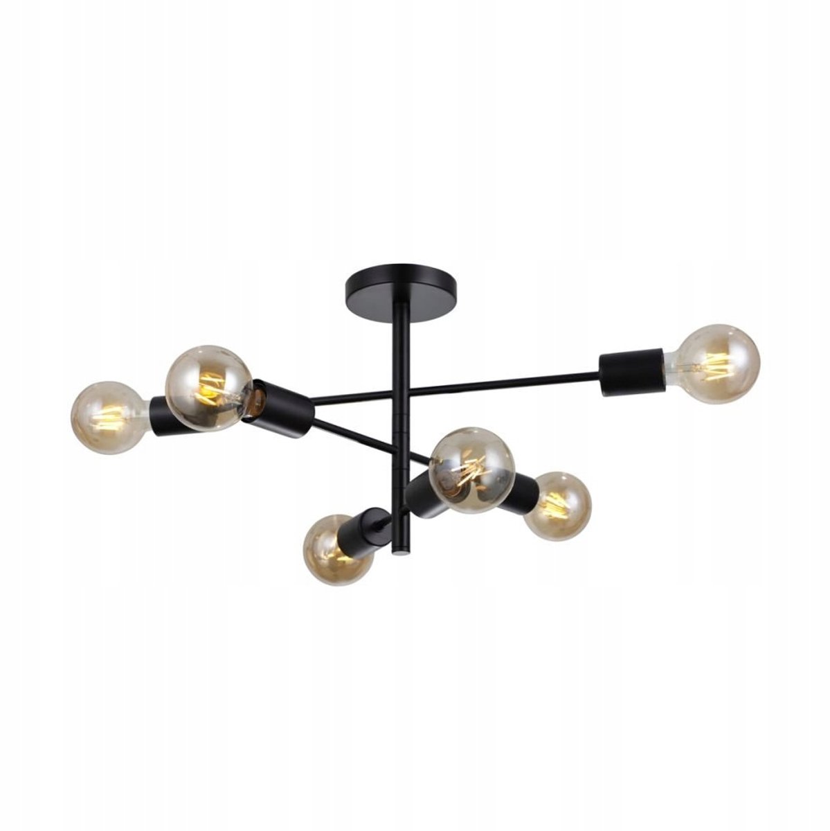 Italux PIANSI PND-4025-6-BL Zwarte Plafondlamp 6x E27