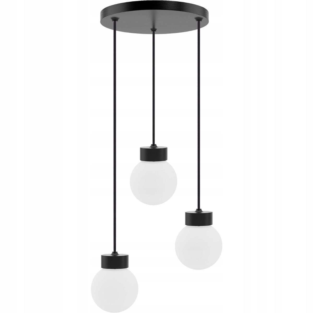 Barrel-Orb Hanglamp Zwart Hout E14 3 Lichtpunten