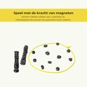 Stapel zwarte magneten en een cirkel van geel touw met magneten.