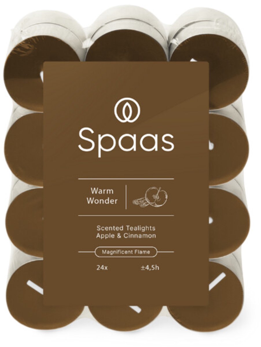 SPAAS Geurtheelichten Appel en Kaneel ± 4,5 branduren 24 stuks wit