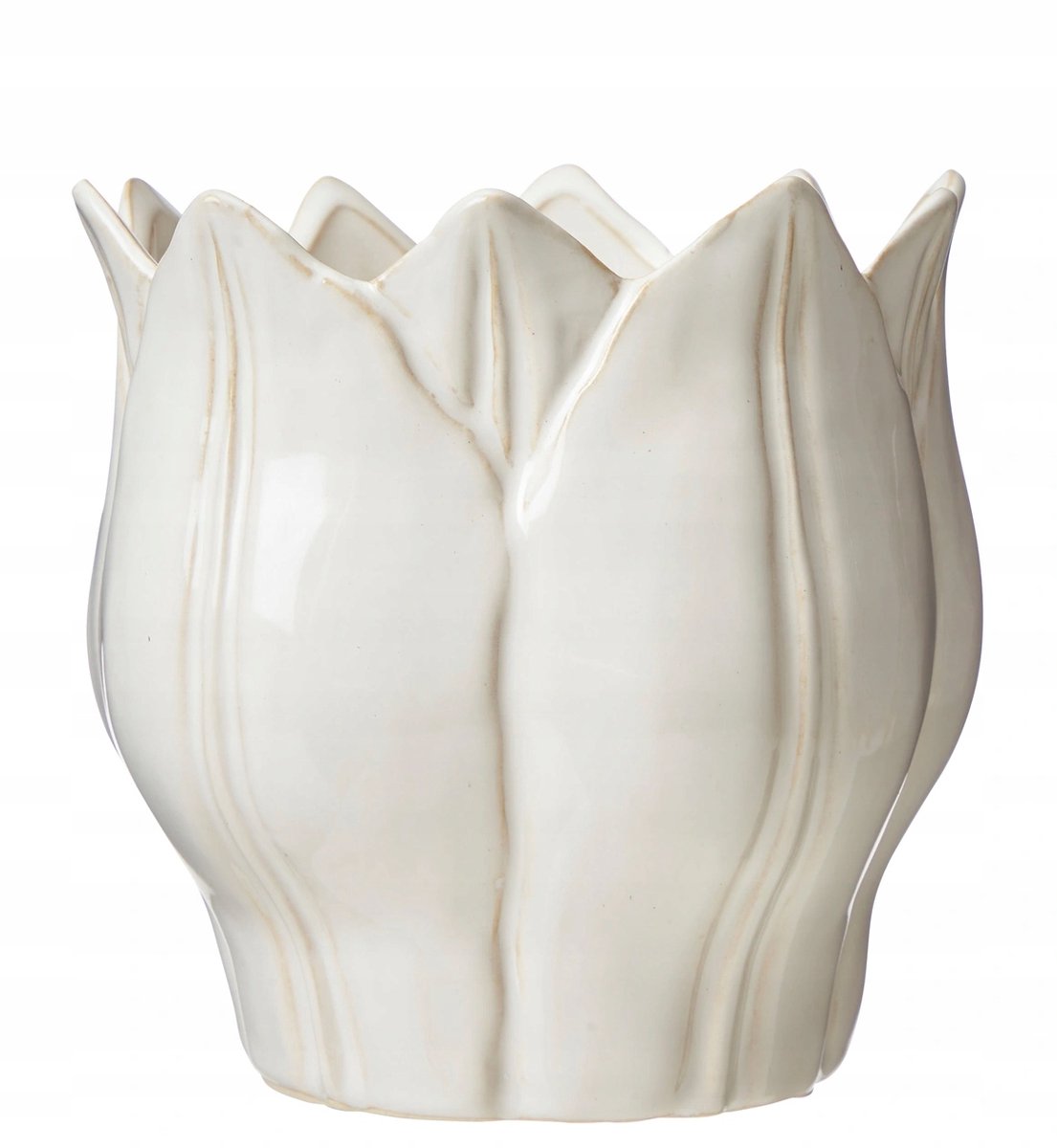 Keramische Tulpenpot Wit Crème 15x15 Decoratieve Bloempot