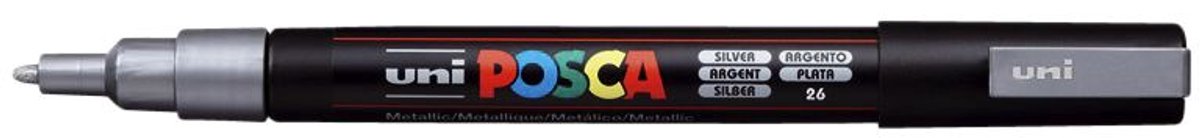 Paintmarker Uni POSCA PC3M fijn - Zilver - 12 stuks