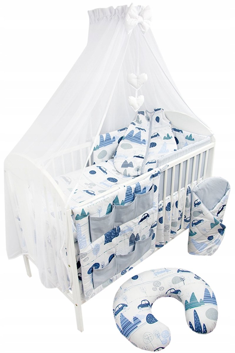 12-delige babybeddengoedset met hemeltje, slaapzak en aankleedkussen
