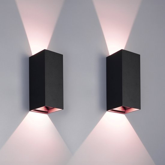 HOFTRONIC - 2x Miles S Smart Wandlampen - IP65 Waterdicht - RGB + WW - 16,5 miljoen kleuren - Ble + WiFi - Up and Down - Google Home, Amazon Alexa en Siri