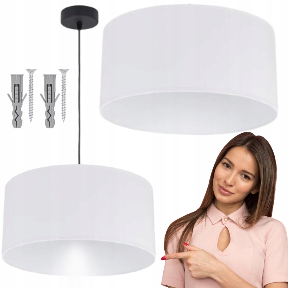 Hanglamp LOFT maxi witte kap, 40cm diameter, E27