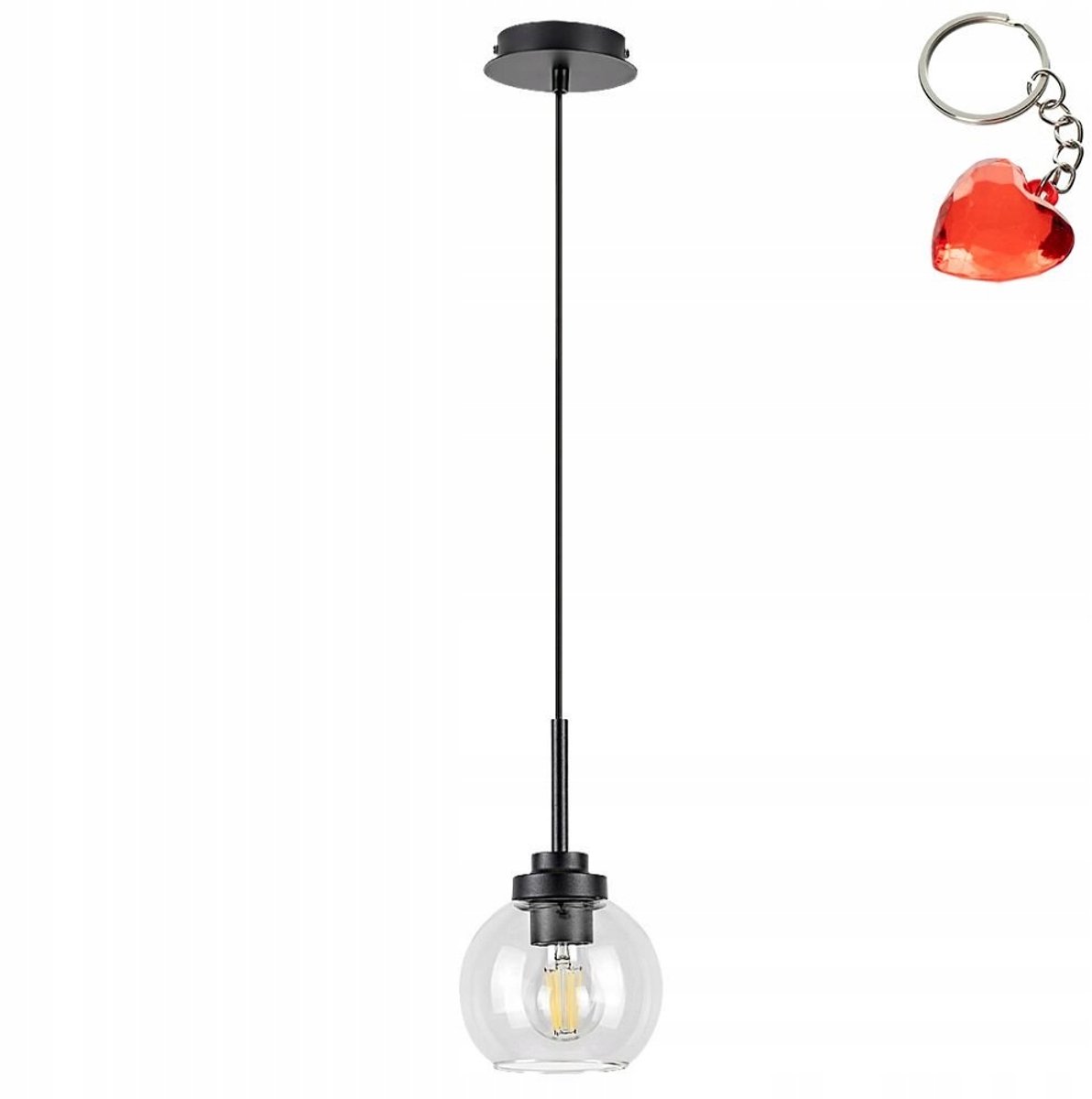 Rabalux TIRINA hanglamp badkamer - Zwart/Transparant, E27