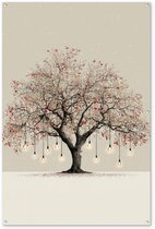 Tuinposter 120x180 cm - Tuindecoratie Lichtboom - Winter - Kerst - Meerkleurig - Poster voor in de tuin - Buiten decoratie - Schutting tuinschilderij - Tuindoek muurdecoratie - Wanddecoratie balkondoek