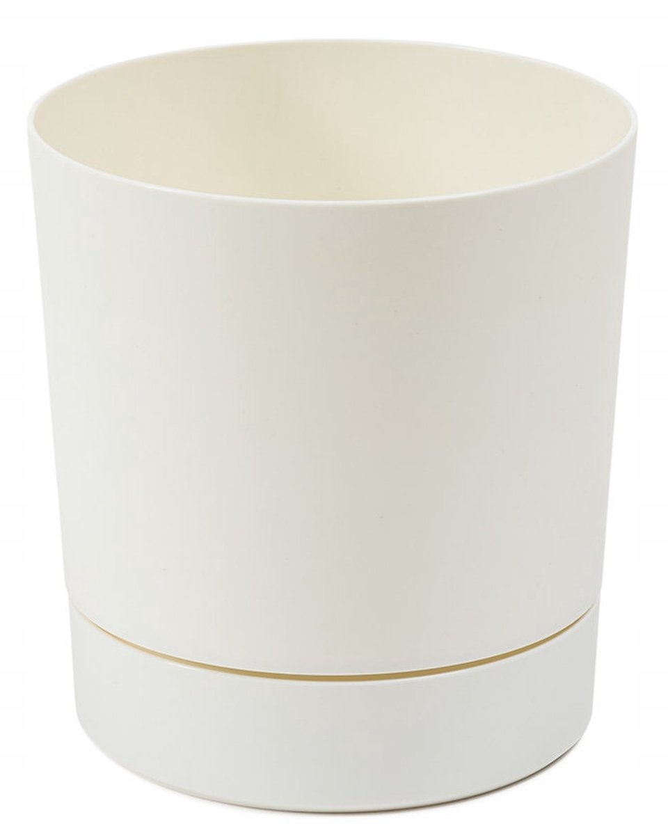 AURA Pot met Schotel - Ø 17,5cm, H 18,4cm - Crème