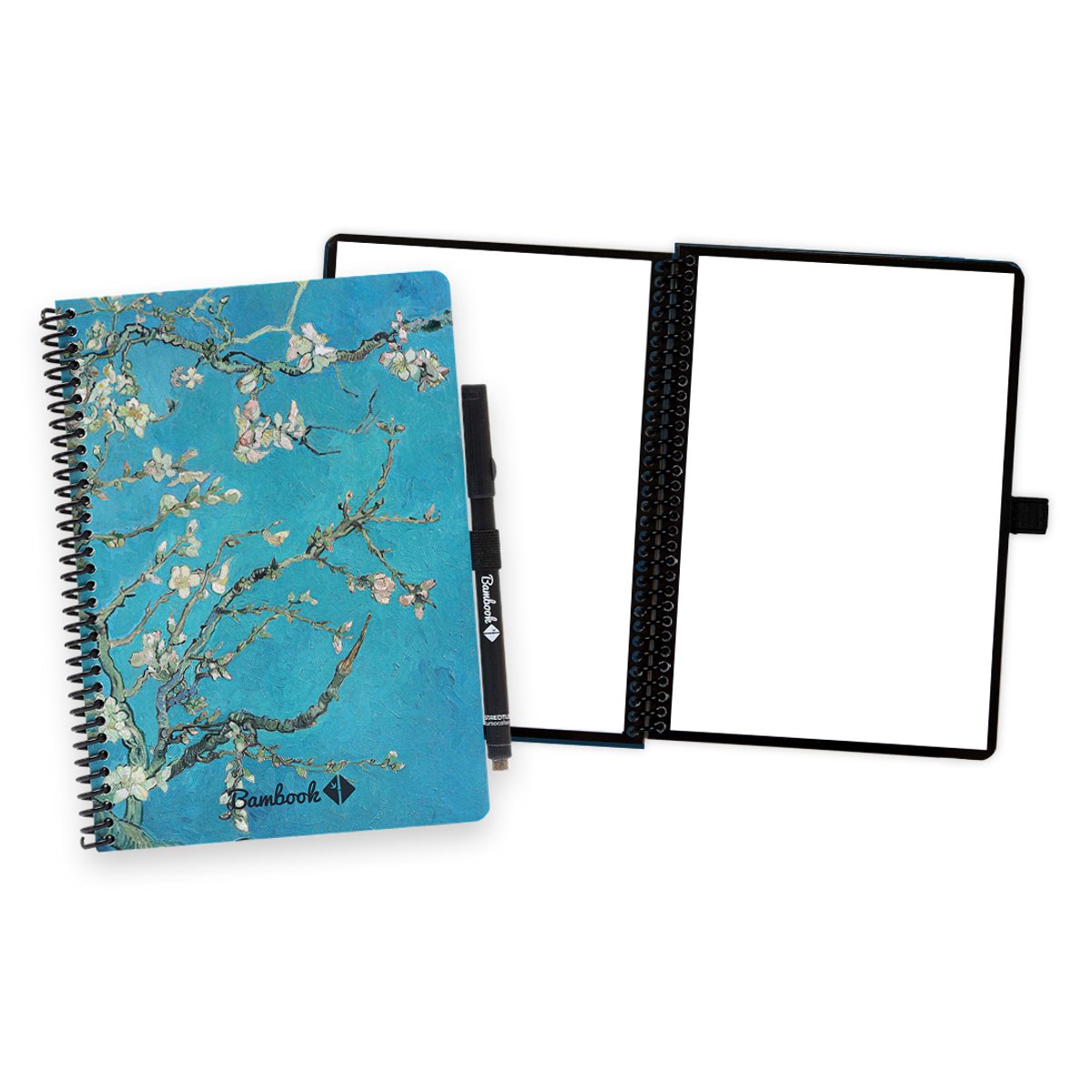 Bambook Dutch Masters uitwisbaar notitieboek - Van Gogh - Amandelbloesem - A5 - Blanco pagina's - Duurzaam, herbruikbaar whiteboard schrift - Met 1 gratis stift