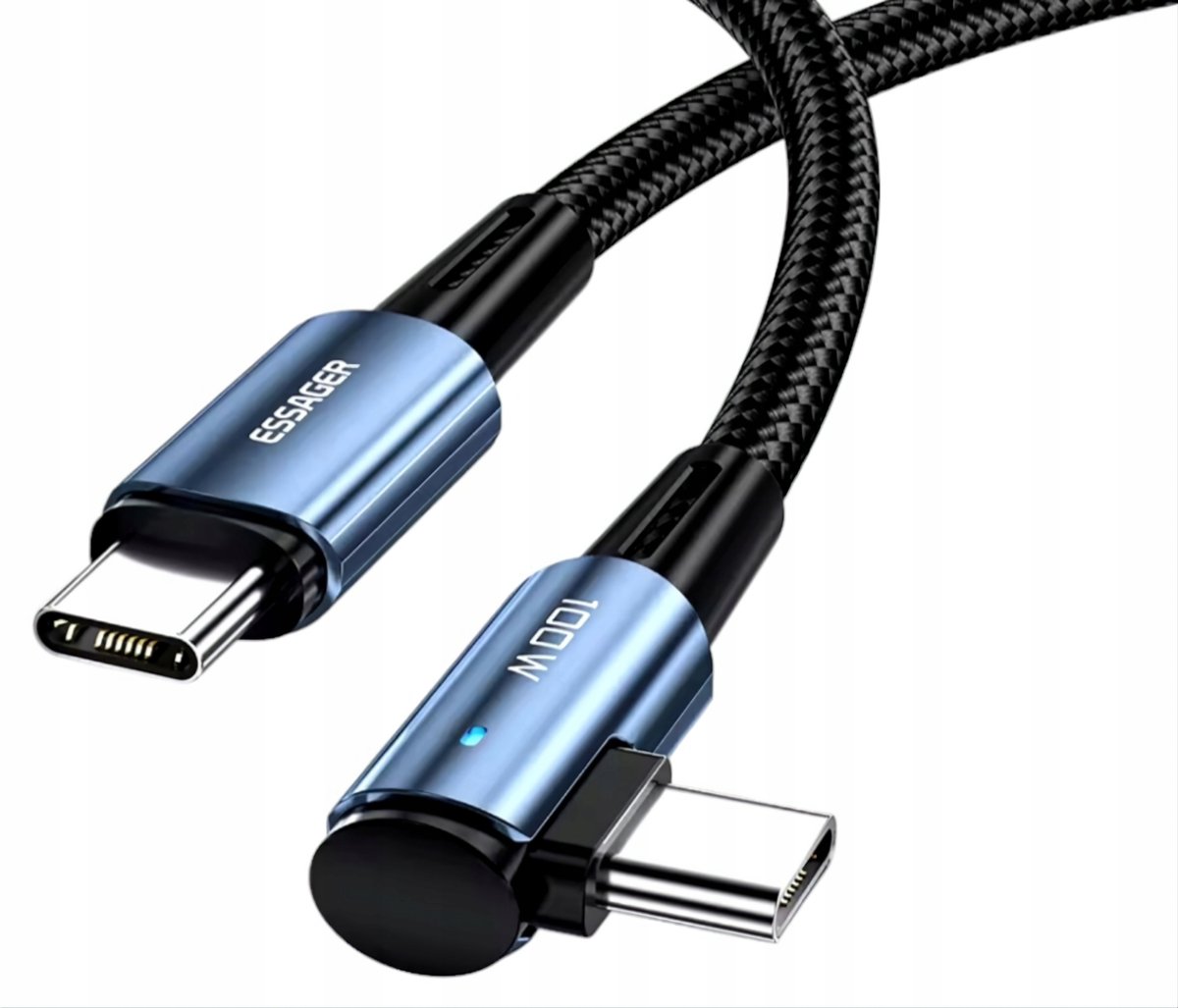 Essager USB-C naar USB-C-kabel 1m 100W hoek 90 graden snel opladen