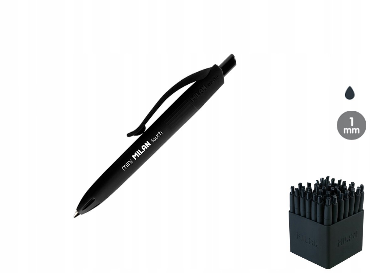 Milan P1 Touch Mini zwarte balpen - 1 mm punt