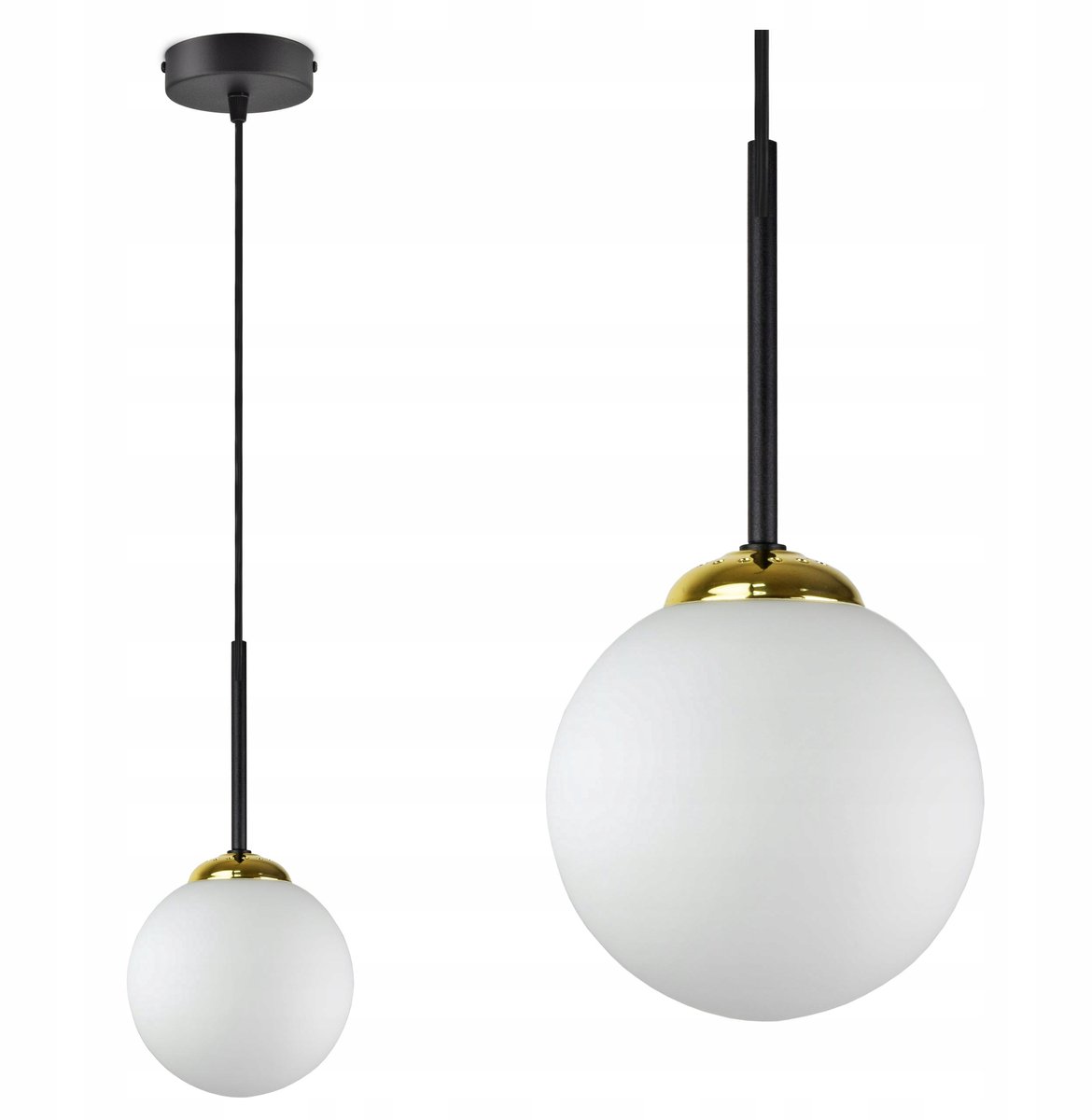 Zwart-gouden plafondlamp met bolvormige kap - stijlvol design
