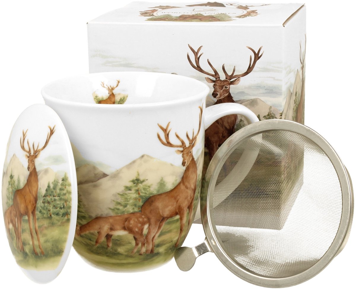 Porseleinen Theemok met Infuser en Deksel - 400ml - Herten