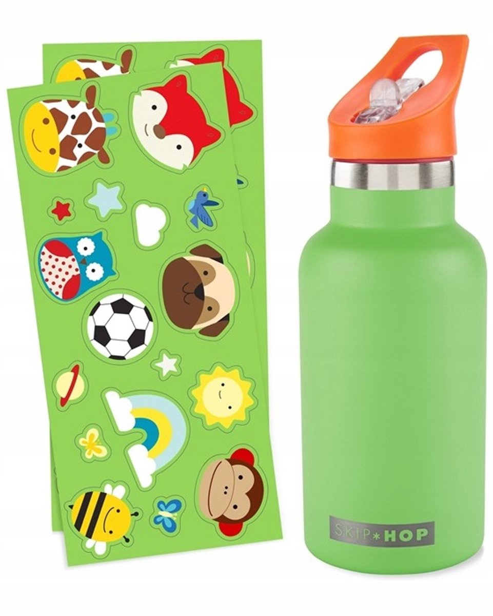 Skip Hop RVS Drinkfles met Stickers Groen - 380 ml