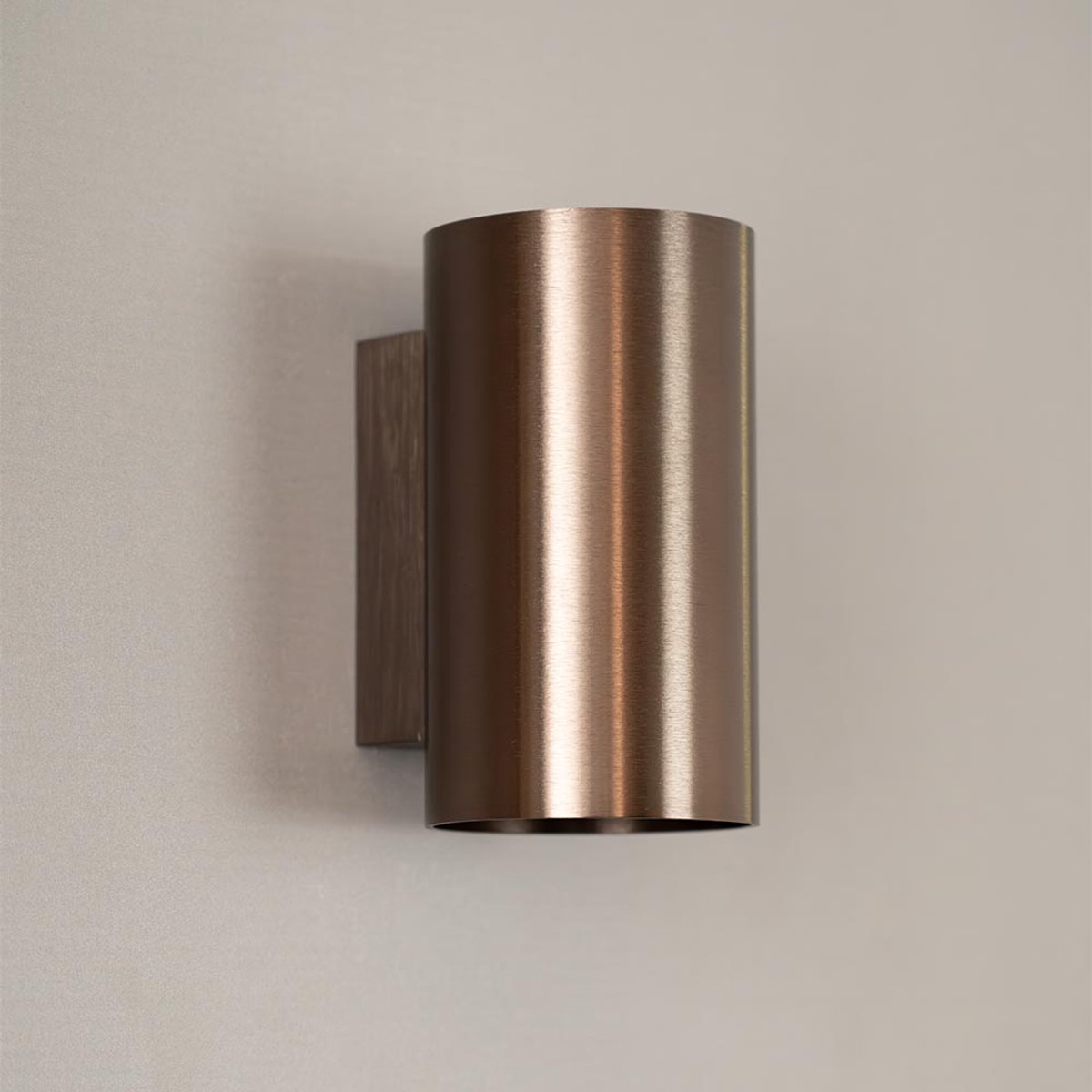 HOFTRONIC – Giove bronzo wandlamp rond – Dimbaar – Up en downlight – Aluminium – Geborsteld brons – IP20 – GU10 fitting – 220-240V – Binnengebruik