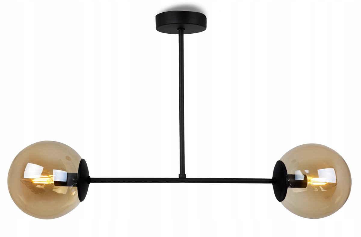 Hanglamp met Honingkleurige Glazen Bollen - Stijlvolle Keuken & Woonkamer Lamp