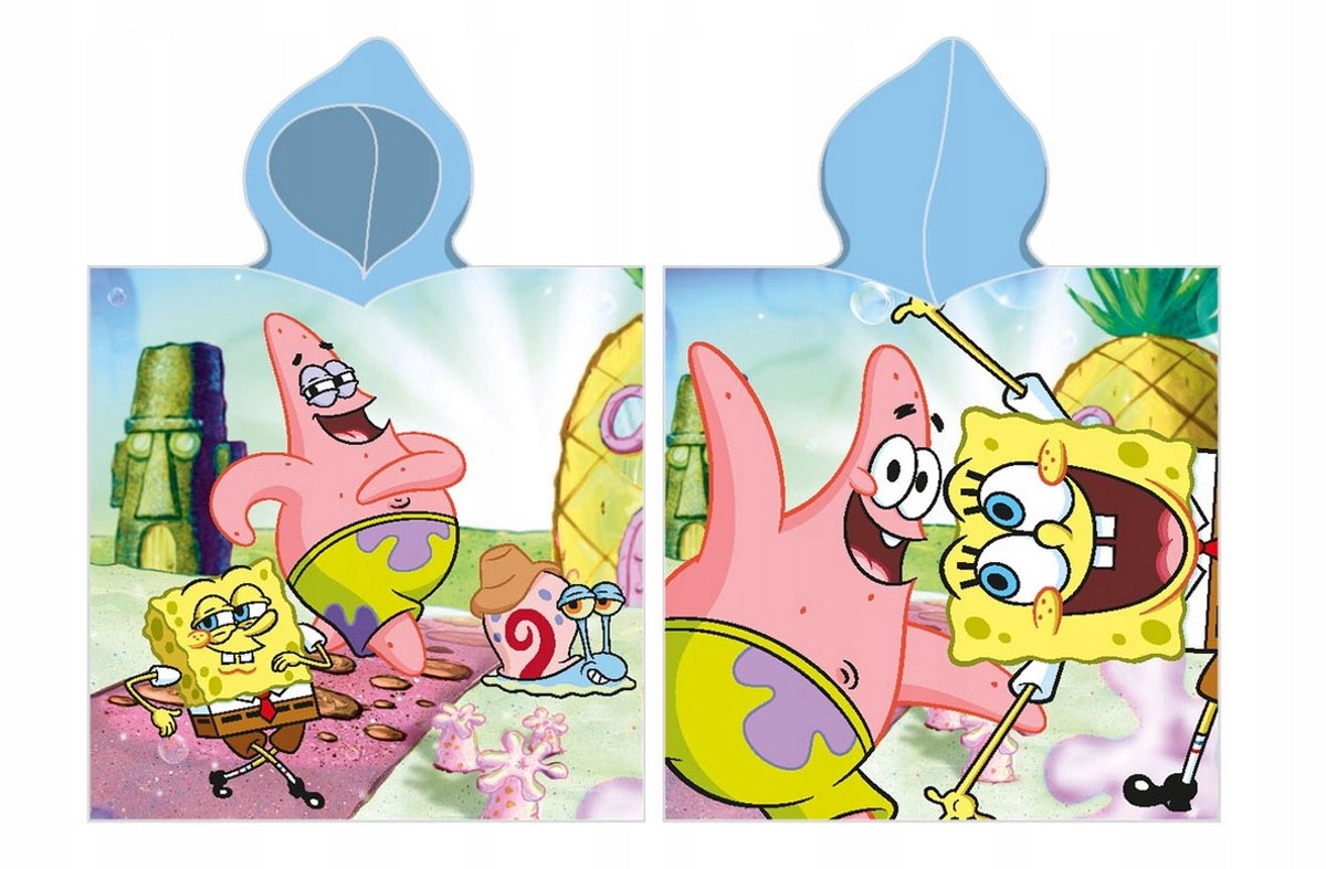 SpongeBob Kinderponcho Handdoek met Capuchon - 100% Katoen