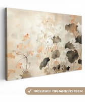 Canvas schilderij 120x80 cm - Exclusieve wanddecoratie Bloemen - Japandi - Wabi sabi - Muurdecoratie woonkamer - Slaapkamer decoratie - Kamer accessoires - Schilderijen op canvas