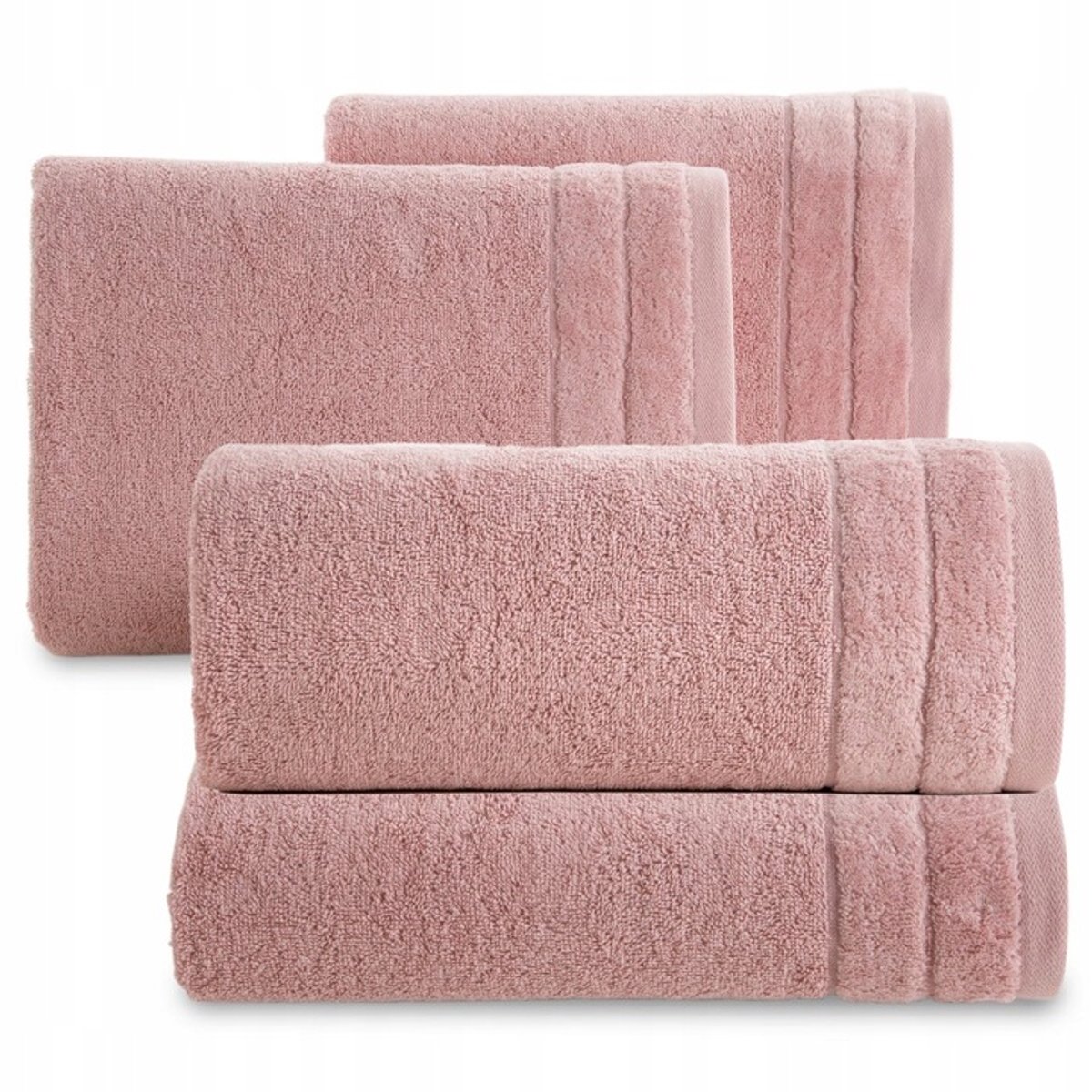 Luxe Katoenen Handdoeken Set (2x 70x140cm + 2x 50x90cm) Poederroze 500 GSM