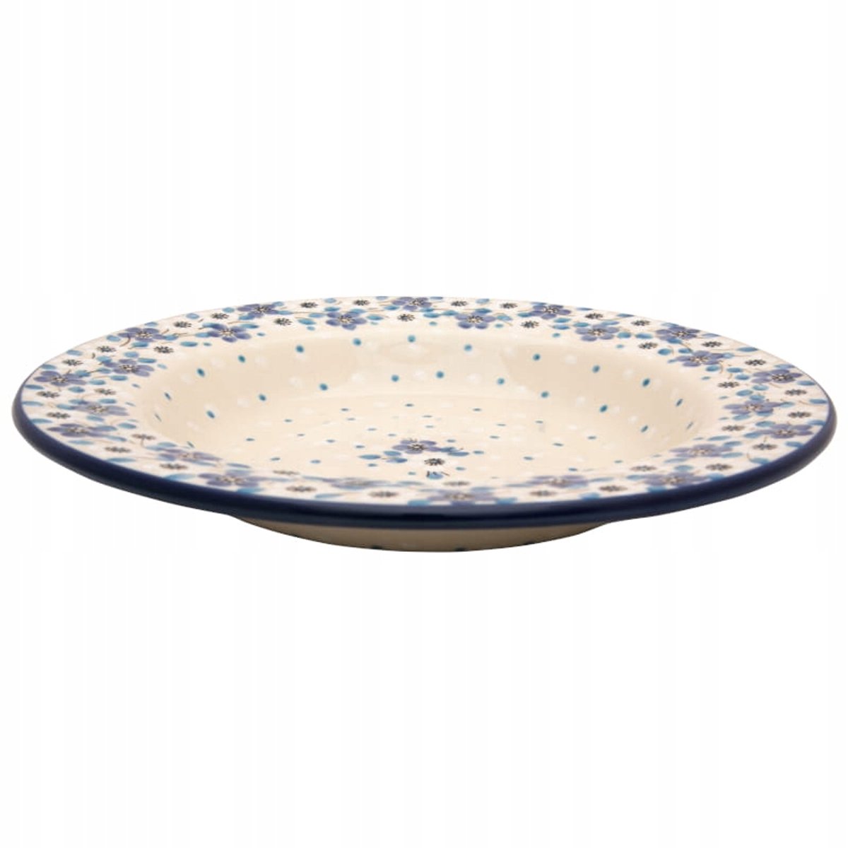 Diepe Bolesławiec keramische kom 24 cm - Handgemaakt bloemendecor 2338