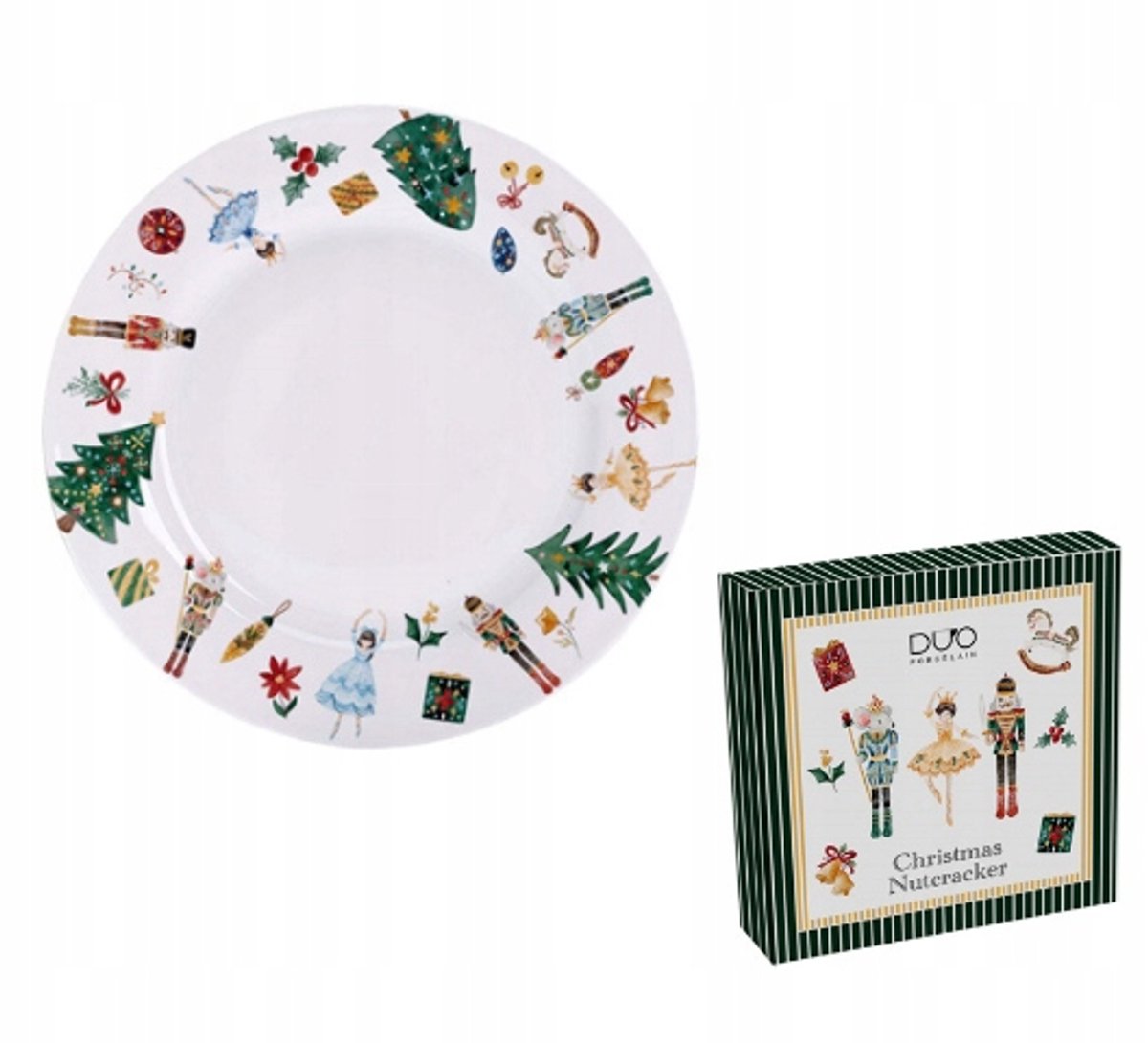Duo Grote Kerst Notenkraker Porseleinen Bord - Feestelijke Collectie