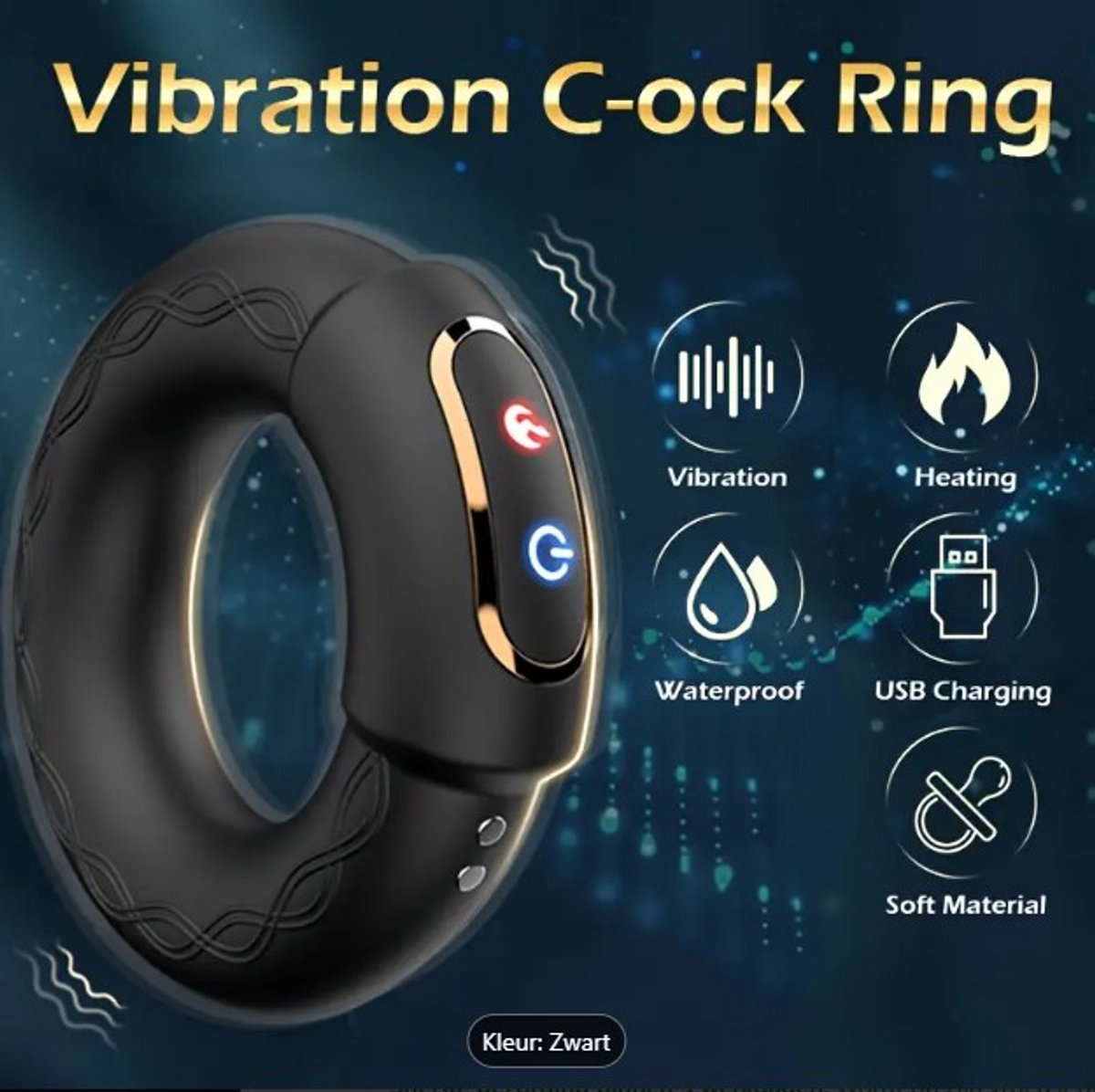 Vibrerende cockring met 9 standen - verwarmfunctie - penisring - waterproof