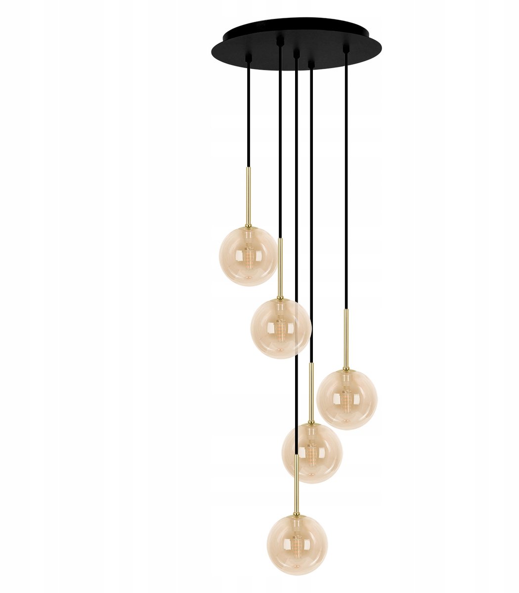 Zwarte & Gouden Hanglamp Galaxy met Glazen Kappen - Stijlvol en Uniek