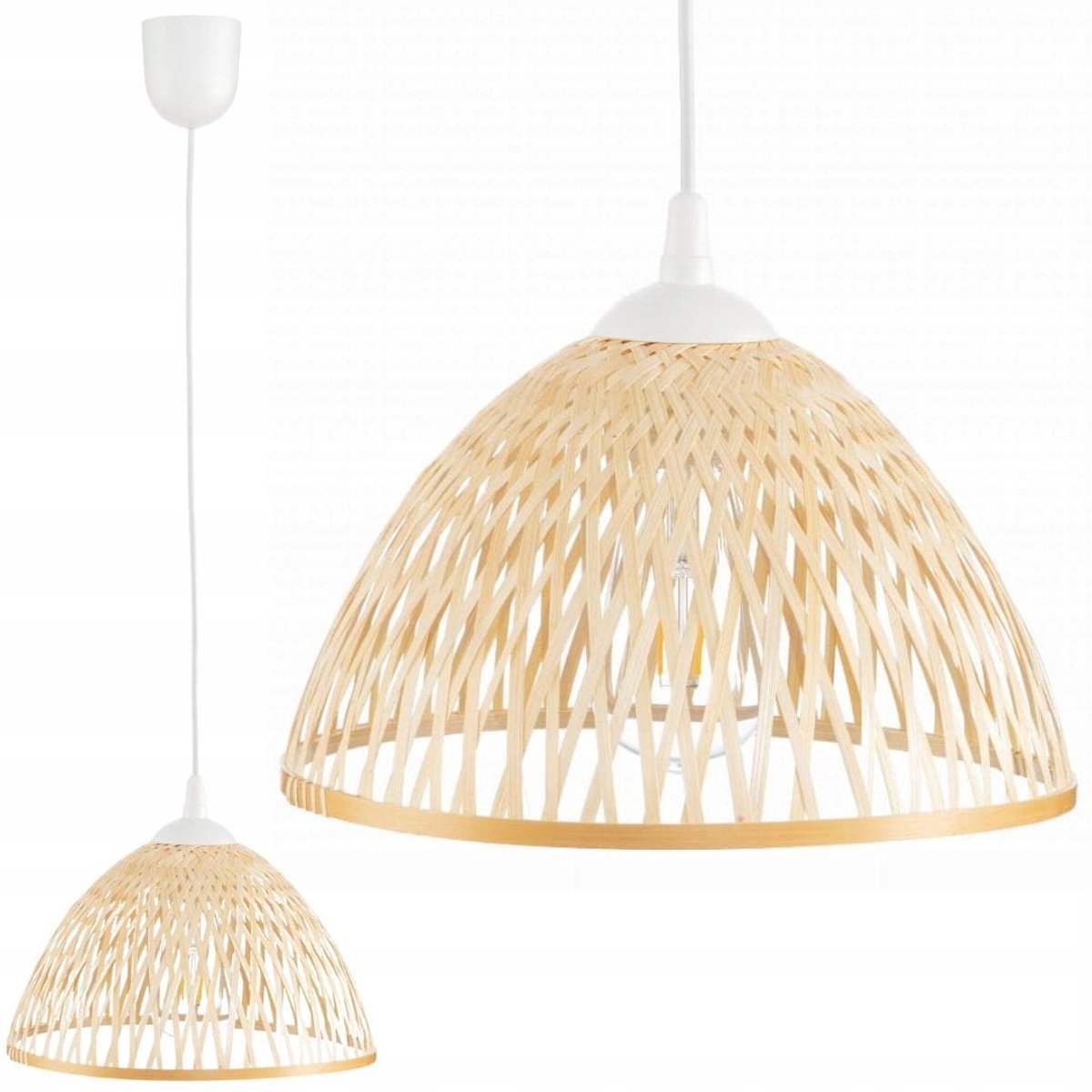 Bamboe Hanglamp Boho Wit 28cm - Natuurlijk en Sfeervol