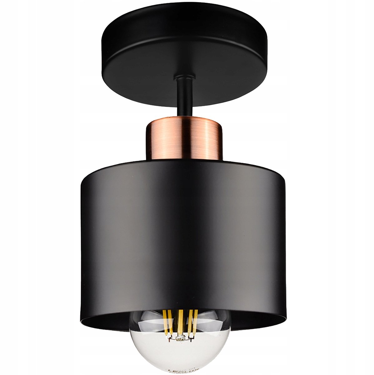 Retro Edison LED Plafondlamp - Zwart/Koper - E27