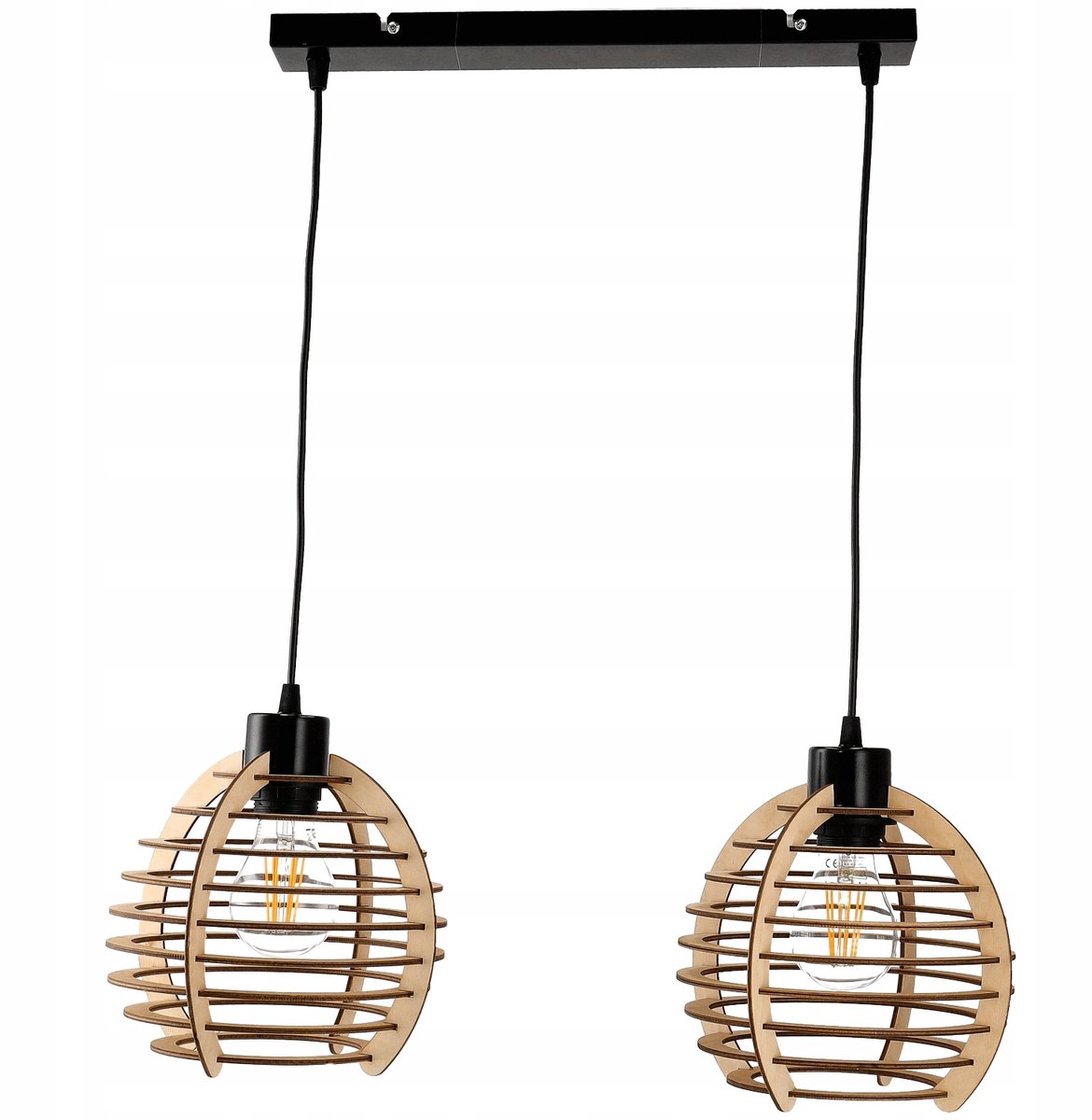 Hanglamp met houten kap - Retro Stijl - E27 Fitting