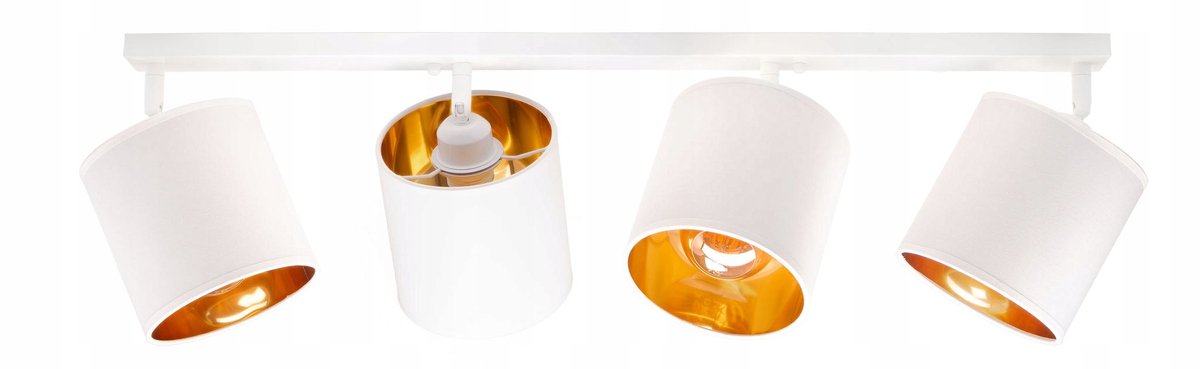 Moderne plafondlamp met 4 witte stoffen lampenkappen - verstelbaar